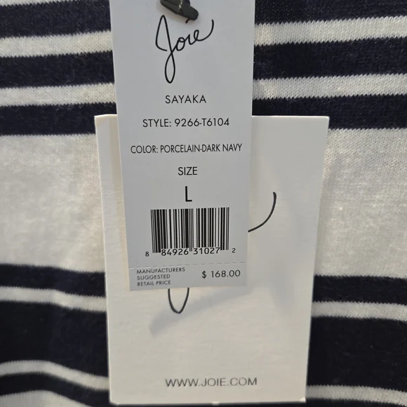 Joie Navy and White Striped Long Sleeve Top - Picture 5 of 6